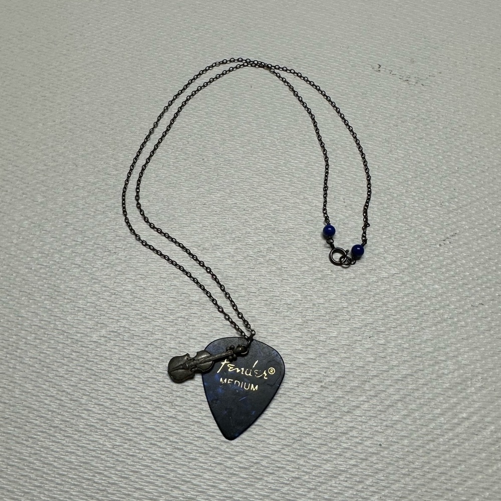 Vintage Fender Guitar Pick and Violin Necklace
